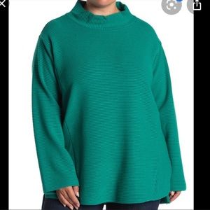 Mellowday Teal Cowl Neck Plus Size Sweater